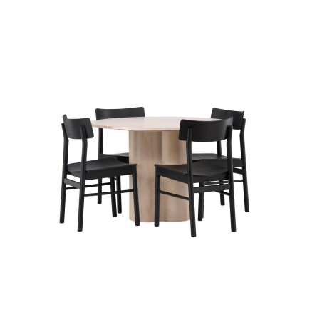 OliviaDining Table-WhiteWashVeneer+MontrosDining Chair-Natural/Natural Rubberwood