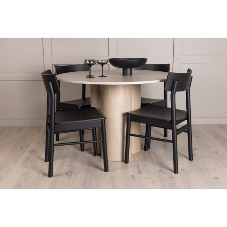 OliviaDining Table-WhiteWashVeneer+MontrosDining Chair-Natural/Natural Rubberwood