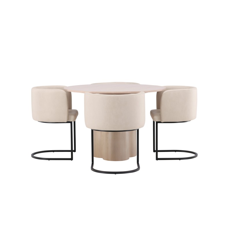 OliviaDining Table-WhiteWashVeneer+SimrishmanSöögitool-Must/BeežTC-kangas