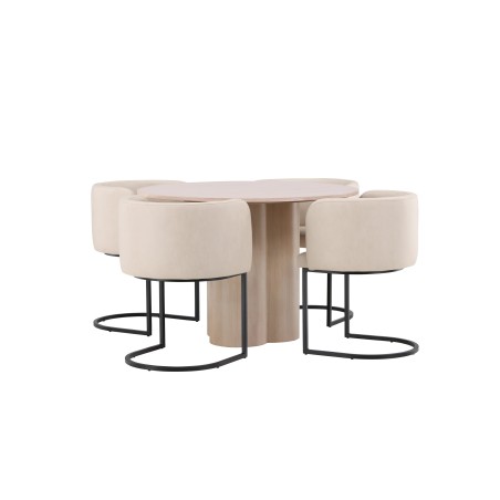 OliviaDining Table-WhiteWashVeneer+SimrishmanSöögitool-Must/BeežTC-kangas