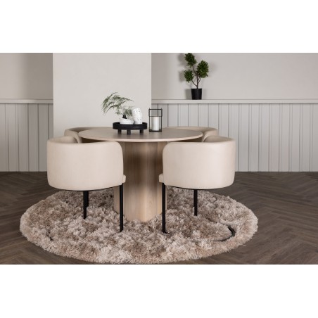 OliviaDining Table-WhiteWashVeneer+SimrishmanSöögitool-Must/BeežTC-kangas