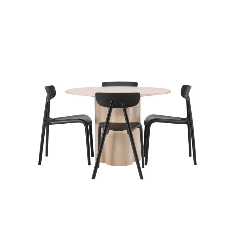 OliviaDining Table-WhiteWashSpoon+UrsholmenSöögitool-MustPolüpropüleen