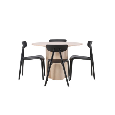 OliviaDining Table-WhiteWashSpoon+UrsholmenSöögitool-MustPolüpropüleen