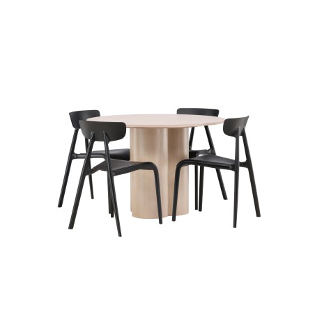 OliviaDining Table-WhiteWashSpoon+UrsholmenSöögitool-MustPolüpropüleen