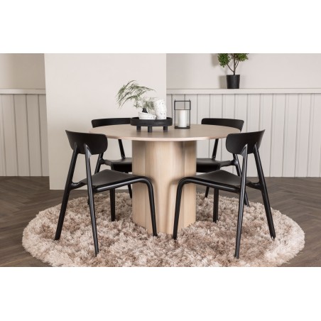 OliviaDining Table-WhiteWashSpoon+UrsholmenSöögitool-MustPolüpropüleen