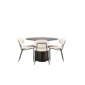OliviaDiningTable-Mocca/MoccaVeneer+ChicoDiningChair-Must/WhiteBoucle