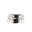 OliviaDiningTable-Mocca/MoccaVeneer+ChicoDiningChair-Must/WhiteBoucle
