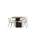 OliviaDiningTable-Mocca/MoccaVeneer+ChicoDiningChair-Must/WhiteBoucle