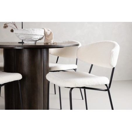 OliviaDiningTable-Mocca/MoccaVeneer+ChicoDiningChair-Must/WhiteBoucle