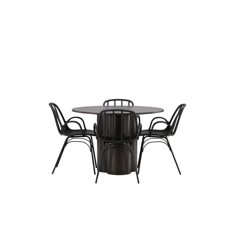 OliviaDining Table-Mocca/MoccaVeneer+DyrönSöögitool-MustPolüpropüleen