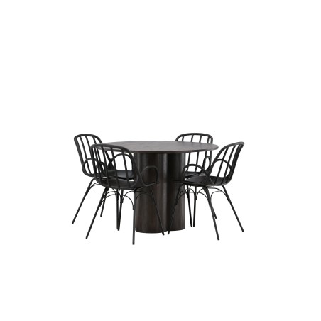 OliviaDining Table-Mocca/MoccaVeneer+DyrönSöögitool-MustPolüpropüleen