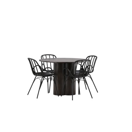 OliviaDining Table-Mocca/MoccaVeneer+DyrönSöögitool-MustPolüpropüleen