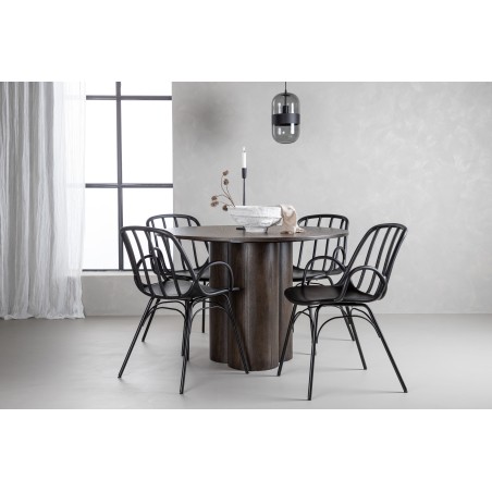 OliviaDining Table-Mocca/MoccaVeneer+DyrönSöögitool-MustPolüpropüleen