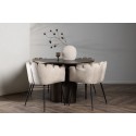 OliviaDining Table-Mocca/MoccaVeneer+Limhamn Chair-Black/Beige Velvet