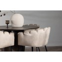OliviaDining Table-Mocca/MoccaVeneer+Limhamn Chair-Black/Beige Velvet