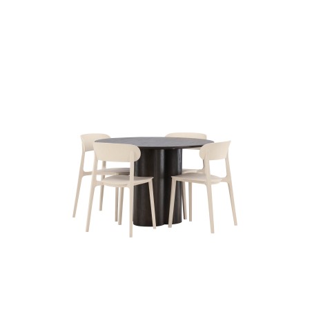 OliviaDiningTable-Mocca/MoccaVeneer+ÅstolDining Chair-Nature Puitplastkomposiit