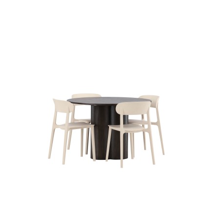 OliviaDiningTable-Mocca/MoccaVeneer+ÅstolDining Chair-Nature Puitplastkomposiit