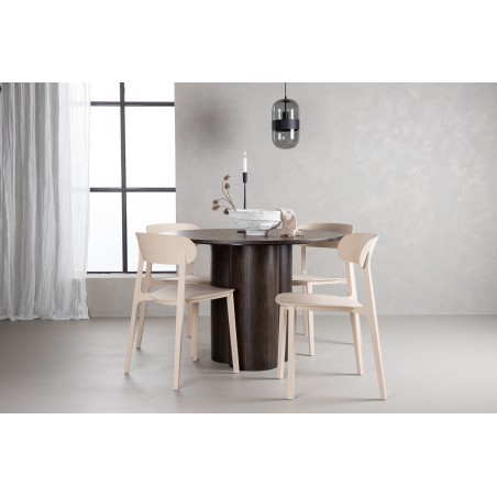 OliviaDiningTable-Mocca/MoccaVeneer+ÅstolDining Chair-Nature Puitplastkomposiit