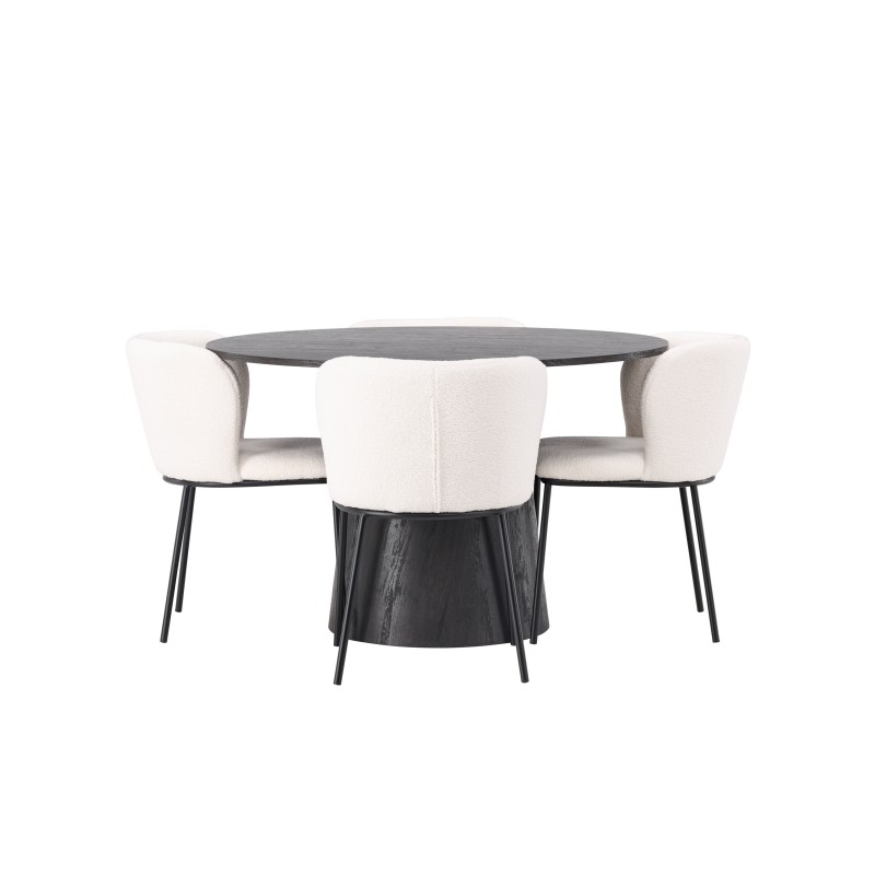 Lanzo söögilaud φ120 – Mocca/Mocca + Edina söögitool – must/valge Boucle _4