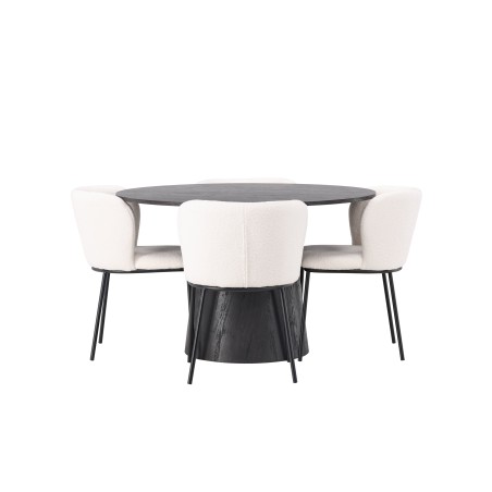 Lanzo söögilaud φ120 – Mocca/Mocca + Edina söögitool – must/valge Boucle _4