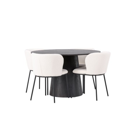 Lanzo söögilaud φ120 – Mocca/Mocca + Edina söögitool – must/valge Boucle _4