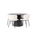 Lanzo söögilaud φ120 – Mocca/Mocca + Edina söögitool – must/valge Boucle _4