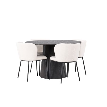 Lanzo söögilaud φ120 – Mocca/Mocca + Edina söögitool – must/valge Boucle _4