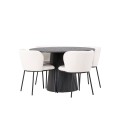 Lanzo söögilaud φ120 – Mocca/Mocca + Edina söögitool – must/valge Boucle _4