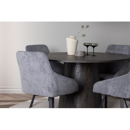 Lanzo söögilaud φ120 - Mocca/Mocca +Rosie söögitool - must / tumehall kangas _4