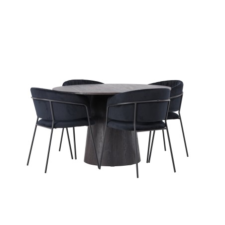 Lanzo söögilaud φ120 – Mocca/Mocca +Selma söögitool – must / must samet _4