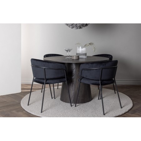 Lanzo söögilaud φ120 – Mocca/Mocca +Selma söögitool – must / must samet _4
