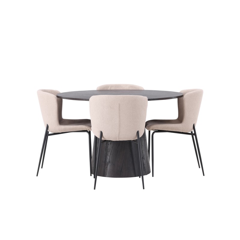 Lanzo söögilaud φ120 – Mocca/Mocca + Modesto söögitool – beež/beež Boucle _4