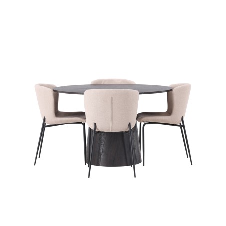 Lanzo söögilaud φ120 – Mocca/Mocca + Modesto söögitool – beež/beež Boucle _4