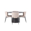 Lanzo söögilaud φ120 – Mocca/Mocca + Modesto söögitool – beež/beež Boucle _4