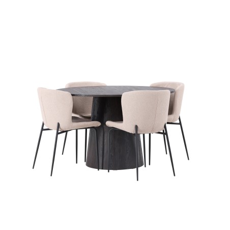 Lanzo söögilaud φ120 – Mocca/Mocca + Modesto söögitool – beež/beež Boucle _4