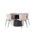Lanzo söögilaud φ120 – Mocca/Mocca + Modesto söögitool – beež/beež Boucle _4