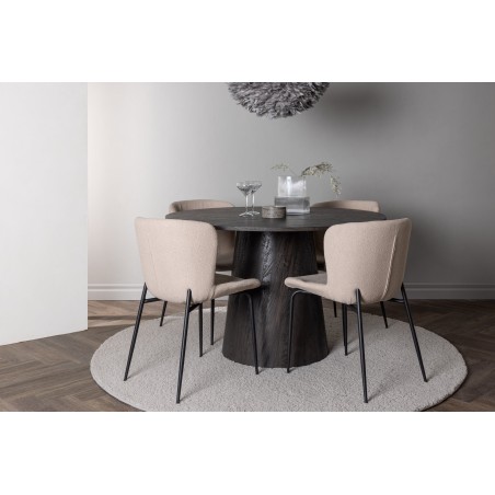 Lanzo söögilaud φ120 – Mocca/Mocca + Modesto söögitool – beež/beež Boucle _4