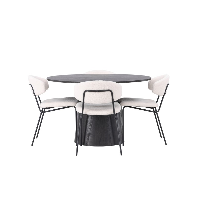 Lanzo söögilaud φ120 – Mocca/Mocca + Chico söögitool – must/valge Boucle _4