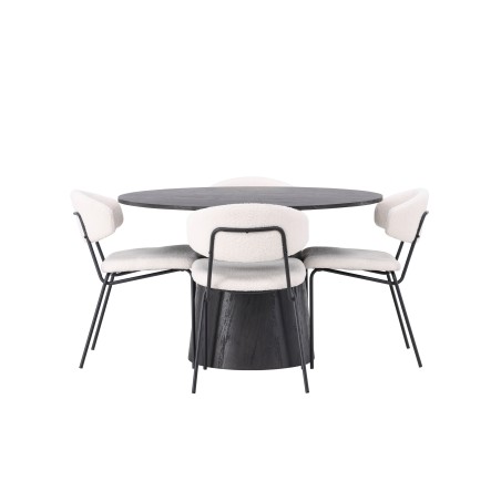 Lanzo söögilaud φ120 – Mocca/Mocca + Chico söögitool – must/valge Boucle _4