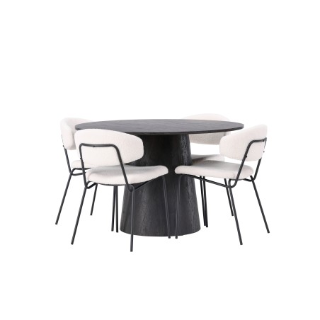 Lanzo söögilaud φ120 – Mocca/Mocca + Chico söögitool – must/valge Boucle _4