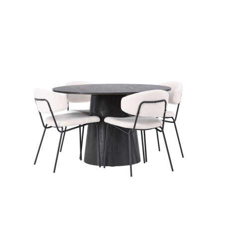 Lanzo söögilaud φ120 – Mocca/Mocca + Chico söögitool – must/valge Boucle _4