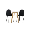 Leonora söögilaud φ65 - Oaklook / valge MDF + söögitool Polar - mustad jalad / must samet _2