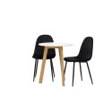 Leonora söögilaud φ65 - Oaklook / valge MDF + söögitool Polar - mustad jalad / must samet _2