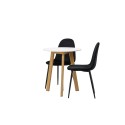 Leonora söögilaud φ65 - Oaklook / valge MDF + söögitool Polar - mustad jalad / must samet _2