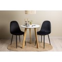 Leonora söögilaud φ65 - Oaklook / valge MDF + söögitool Polar - mustad jalad / must samet _2