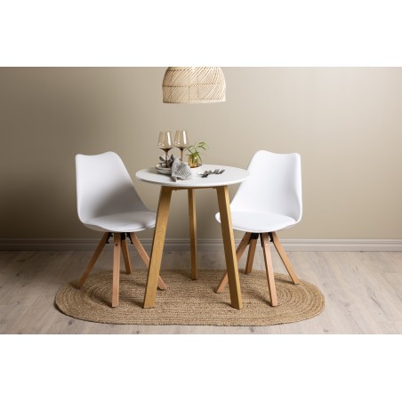 Leonora söögilaud φ65 - Oaklook / valge MDF + söögitool Zeno - Nature woodlook / valge PP _2