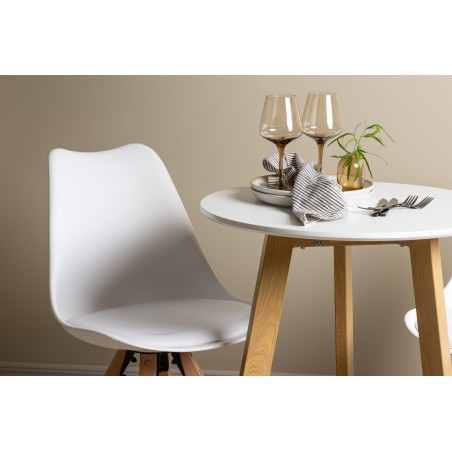 Leonora söögilaud φ65 - Oaklook / valge MDF + söögitool Zeno - Nature woodlook / valge PP _2