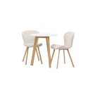 Leonora söögilaud φ65 - Oaklook / valge MDF + Lilja söögitool - Oaklook / beež kangas _2