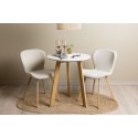 Leonora söögilaud φ65 - Oaklook / valge MDF + Lilja söögitool - Oaklook / beež kangas _2