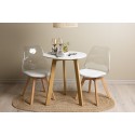Leonora söögilaud φ65 - Oaklook / valge MDF + Edvin söögitoolid - Loodus / PET (istmepadi valge) 2